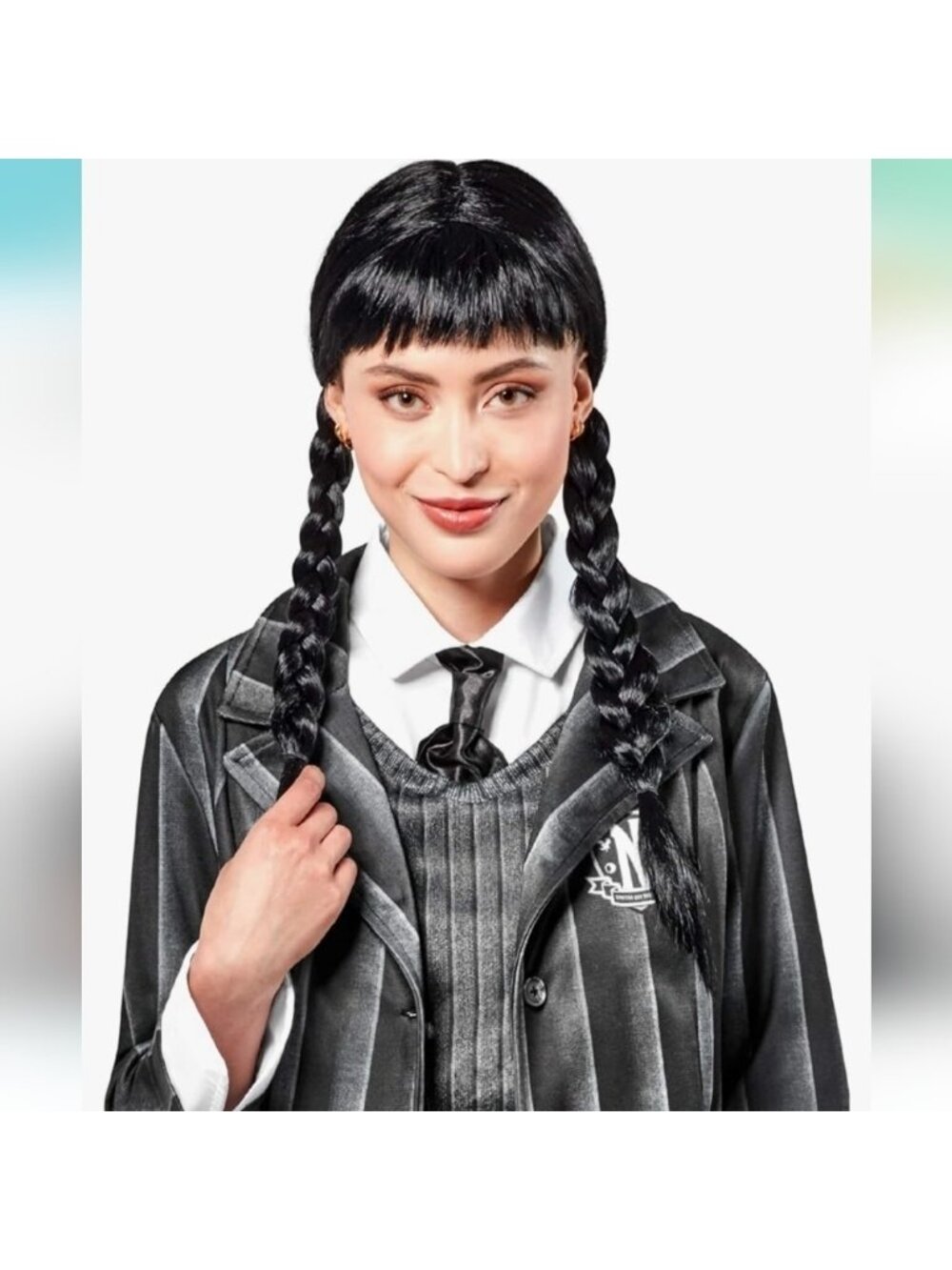 Wednesday Addams Costume Wig Adult Wig, Women, As Shown, One Size